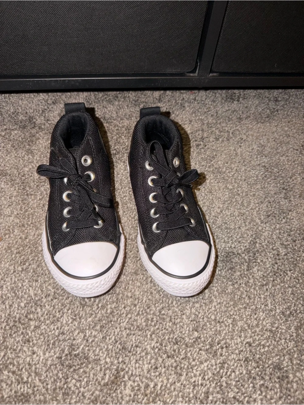 Converse Kids Black High-Top Sneakers with White Toe Cap